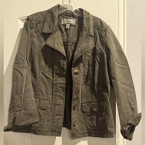 Caslon long sleeve button front utility jacket
